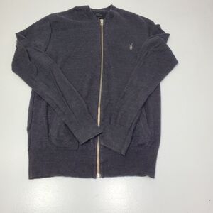 Allsaints Bomber Jacket Men Size Small Full Zip Logo‎ Chest Lightweight Gray